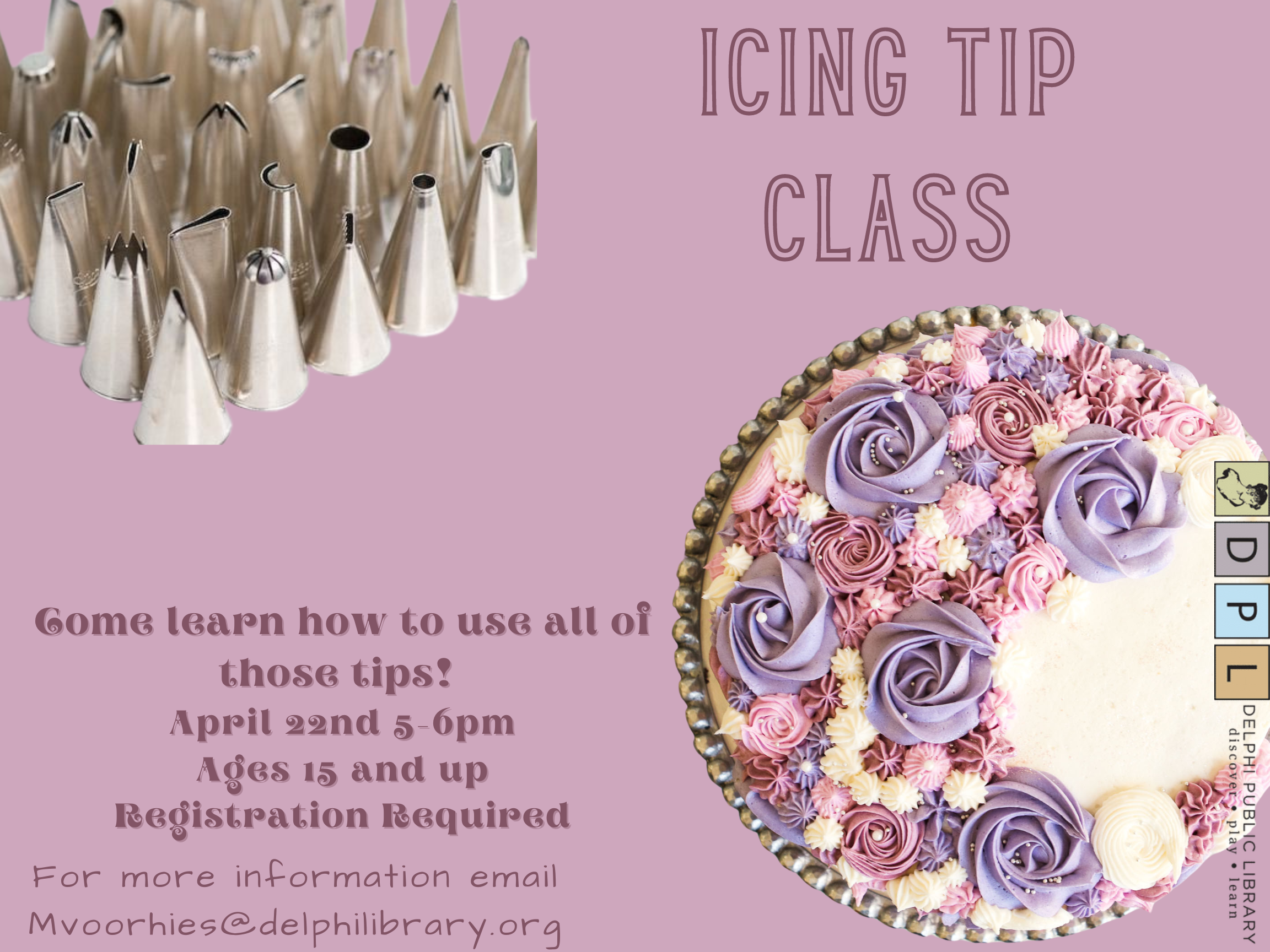 Information about the class along with a decorated cake