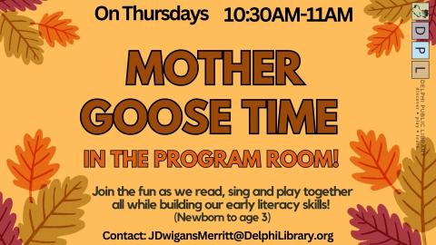 Mother Goose Time. Thursdays 10:30AM