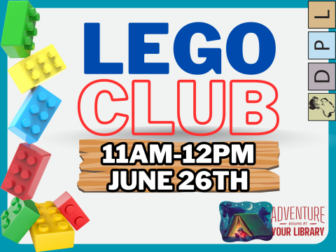Lego Club 11AM-12PM June 26th at the Delphi Public Library Makerspace