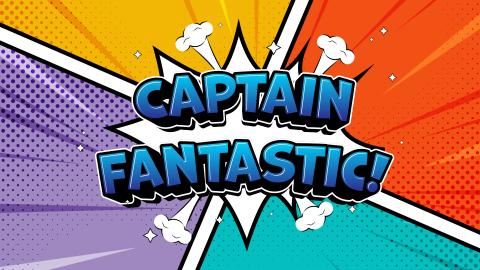 Cartoon style Captain Fantastic logo