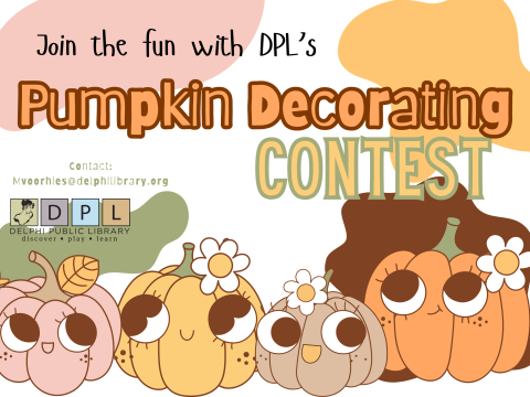 Pumpkin Decorating Contest with cute pumpkins looking at the text