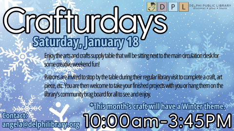 Winter crafturdays poster w/ snow scene