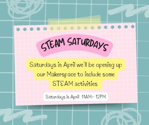 Saturdays in April we’ll be opening up our Makerspace to include some STEAM activities . Saturdays 11AM-12PM at the Delphi Public Library Makerspace. 