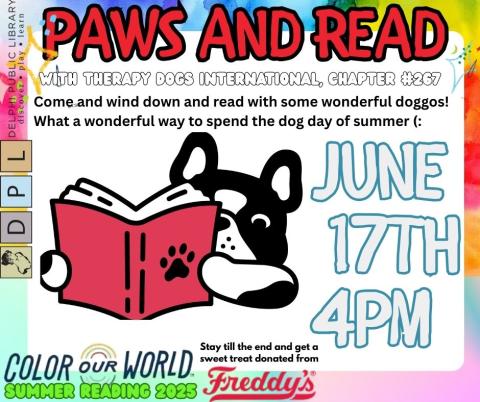 Paws and Read June 17th 4PM 