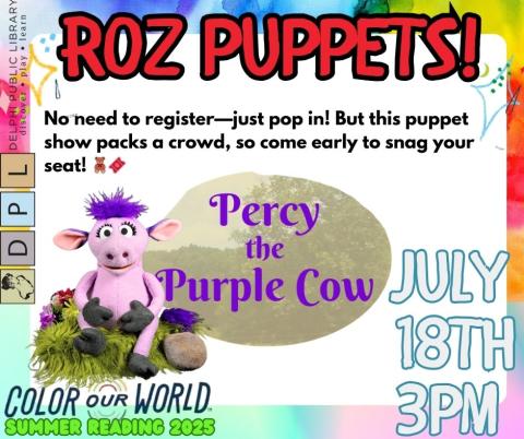Roz Puppets Percy the Cow July 18th 3PM