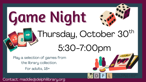Game Night, October 30th, 5:30