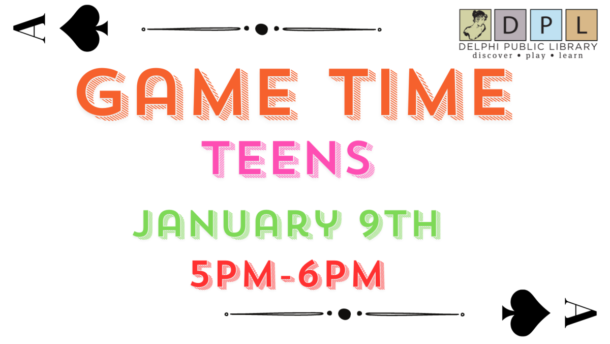 Game Time Teens January 9th 5pm to 6pm