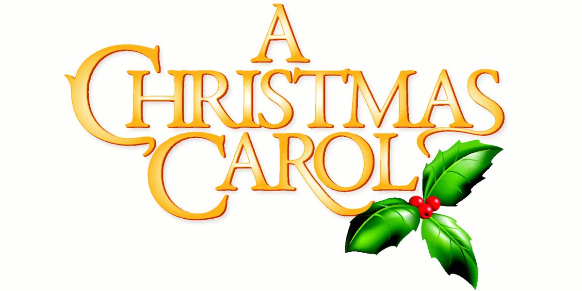 A Christmas Carol gold text w/ sprig of holly