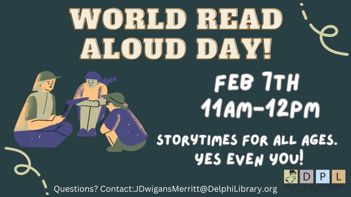 world read aloud day. a storytime Feb 17th 11am-12PM