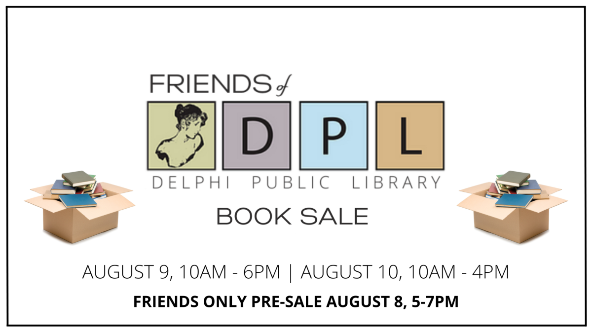 Graphic with details about the Friends of DPL book sale