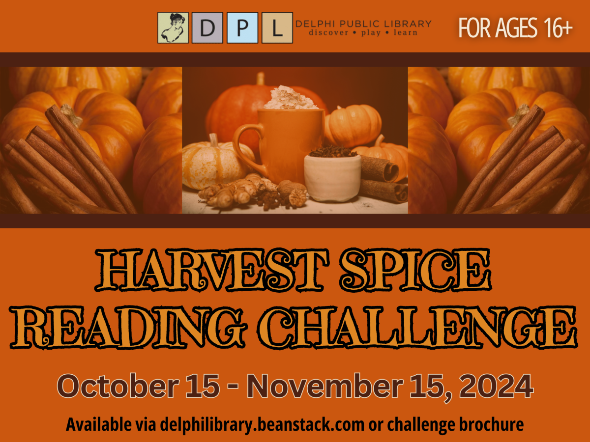 pumpkin spice imager w/ dk orange background & text details of event