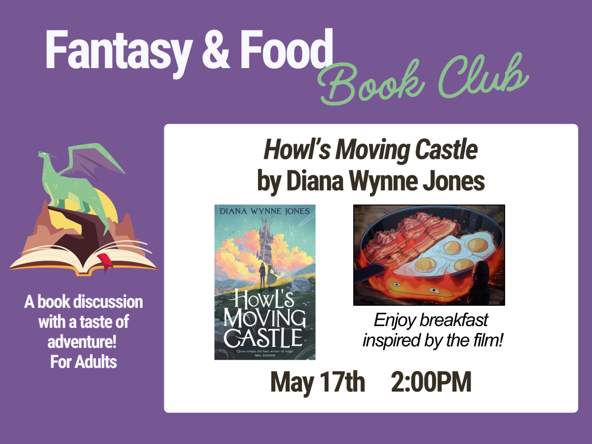 Howl's Moving Castle book cover with a graphic of the film's breakfast scene. 