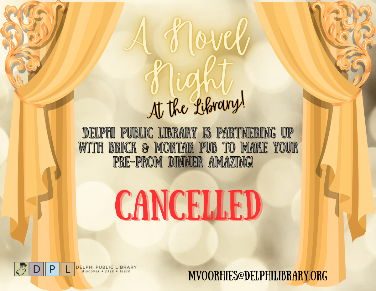 gold curtains surrounding the event information - cancelled