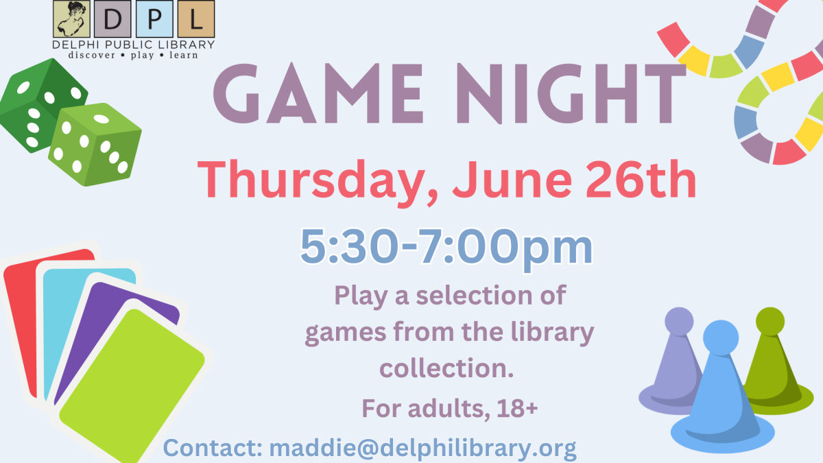 Game Night, June 26th, 5:30-7:00pm