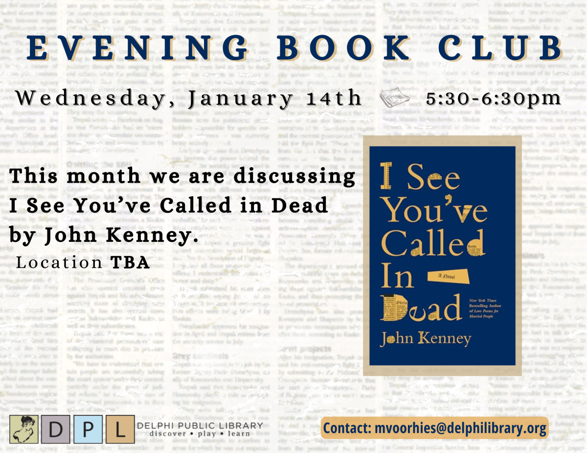 Newsprint background with meeting information